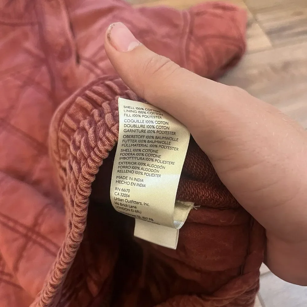 Free People Juno Quilted Red Burgundy Oversized Bomber Jacket Women's XS Cotton